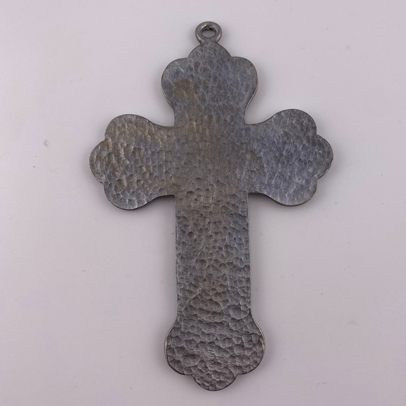 Decorative Silver Colour Cross with French Inscription - Picture 2 of 2